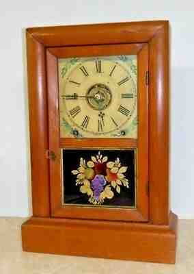 ANTIQUE ANSONIA CONNECTICUT 8 DAY COTTAGE CHIME CLOCK WORKING WITH ALARM c.1860