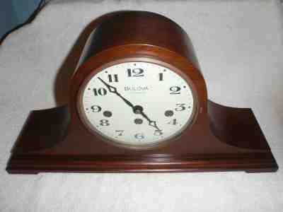 Bulova Tambour Style Mantel Clock 8 Day Key Wound Westminster Chime Beautiful!