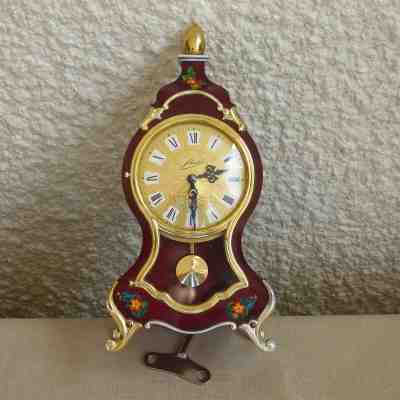VINTAGE SCHMID MINIATURE WIND UP 8 DAY BOULLE CLOCK TIME AND CHIME GERMAN