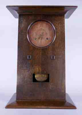 Peter Hansen L. & J.G. Stickley Oak Mantel Clock Model 85 Mission Arts & Crafts