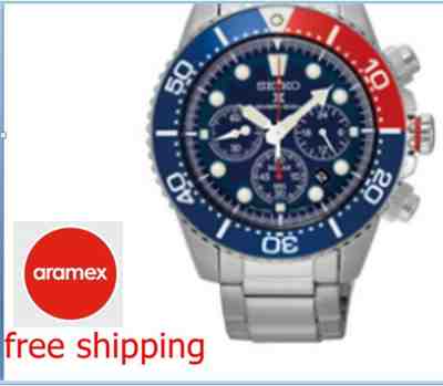 STAINLESS STEEL BAND AND CASE 200 M. SEIKO PROSPEX SOLAR DIVER CHRONOGRAPH PEPSI