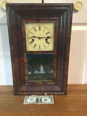 Antique 1880’s Waterbury Pendulum Chiming Clock. “Monument At Lexington”.