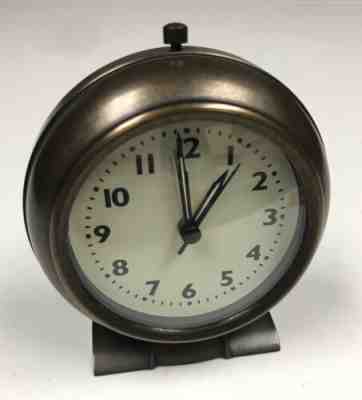 Retro Sheng Bang Bronze Alarm Clock #HD-1688 AA Battery, Felt Base Tested Works