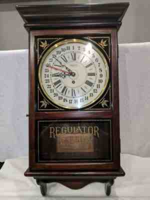 1974 New England Clock Company Spring Wound Regulator Wall Hanging Clock