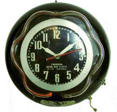 Antique/Vintage Art Deco Canadian Neon Ray Electric Lighted Wall Clock Sign 7NR