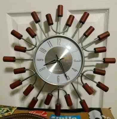 George Nelson Clock, Wood and Wire Design, Made in Taiwan, Mid Century Modern 
