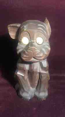 1926 Hand Carved DOG  Oswald Osuhr BLACK FOREST WOOD Clock Rolling Eyes 