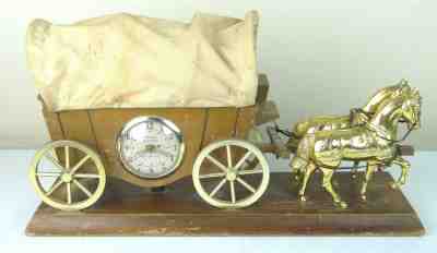 Vintage Gibraltar Precision Self Starting Electronic Clock Western Horse Wagon