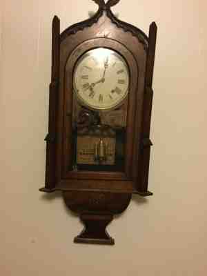 1868 Wall Clock Welch Spring & Co. Forestville Conn. 8 Day One Day 39” high