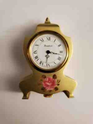 ELUXA gold Swiss miniature Boudoir Mantle Clock  2 7/16" Tall windup 