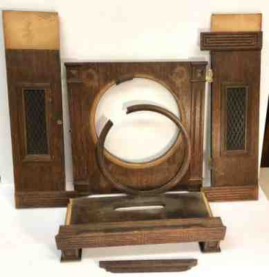 LFS Antique German Wall Clock WOOD WOODEN CASE PARTS LOT 1800's Art Nouveau 