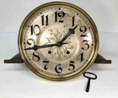 Rare LFS Antique German Wall Clock Parts FACE w/ BRACKET MOVEMENTS GLASS KEY Lot