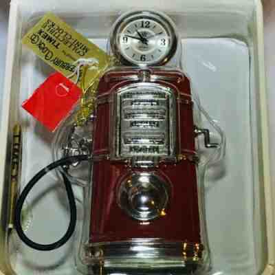 TIMEX Collectible Mini Clock Old Style Gas Pump Red Silver NEW IN BOX