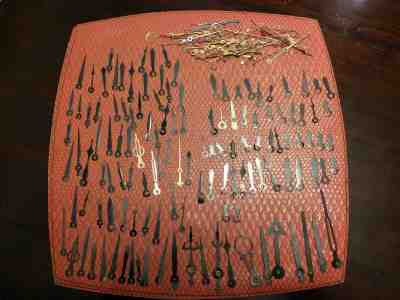Vintage clock hands: 185 assorted hour minute second hands, mid-century U.S.