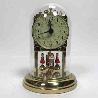 Haller Anniversary Clock Oktoberfest Figures Glass Dome Quartz 65 West Germany 