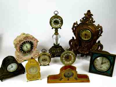 VTG Lot Alarm Clocks Gilbert Warner Mantle Art Nouveau Linden Blessing Jennings