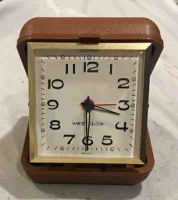 Vintage WESTCLOX Wind Up Travel Alarm Clock Made in Brazil *Cleaned & Tested *EX