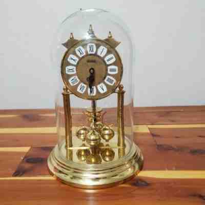 Vintage Haller West Germany Battery Clock With Glass Dome