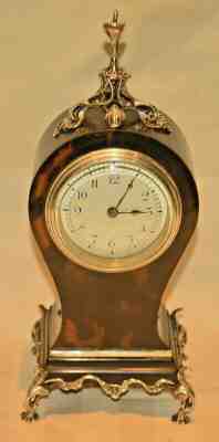 Antique William Comyns Sterling Silver Tortoiseshell Miniature Carriage Clock