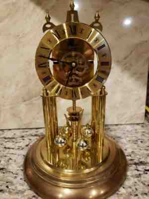 Elgin S Haller Skeleton Time Bomb Anniversary Clock 400 Day Glass Dome Vintage