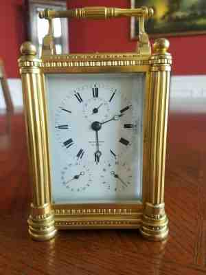Austrian Gilt Bronze Carriage Clock Calendar uhr Pendule French Grand Sonnerie