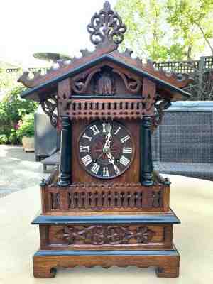 ANTIQUE VICTORIAN STYLE BLACK FOREST CUCKOO CLOCK MANTEL BRACKET A. FLEIG 1890