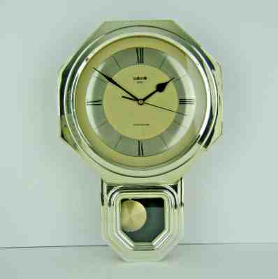 Salton Wall Clock Pendulum Chime Quartz Regulator Style Gold Tone Case 17" Tall