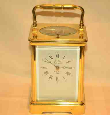 Vintage L' Epee French Saint Suzanne Porcelain Striking Repeater Carriage Clock