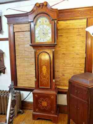 Tiger Maple Inlaid Tall Case Grandfather Clock Musical 8-Bell 5-Gong Chime