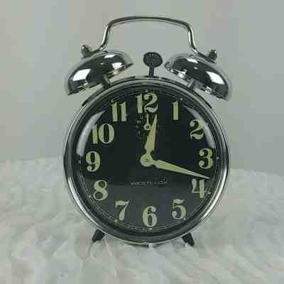 Vintage Westclox Wind Up Alarm Clock Twin Silver Bells Made in Brazil