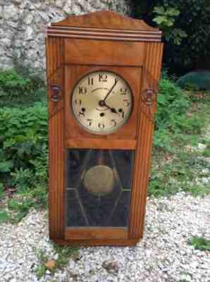 French Vintage WOODEN CHIME WALL CLOCK JURA VERITABLE WESTMINSTER 8 Tigs Artdeco