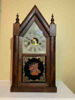 1856 E. and A. Ingraham Steeple Shelf Mantel Clock 