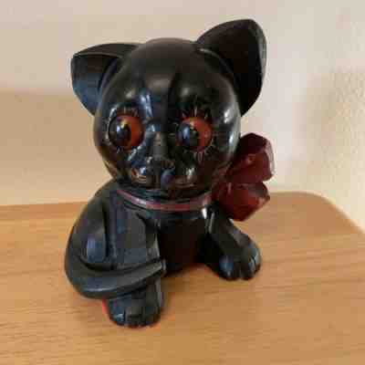 J Oswald Osuhr Rolling Eye Clock Cat Black Forest Germany