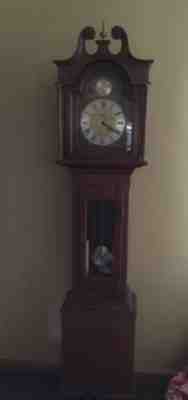 Vintage Old Daneker Grandmother Grandfather Floor Clock Cherry Wood Beautiful!
