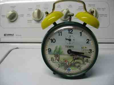 vintage tiempo alarm clock  horse race theme made in brazil 60's-70s