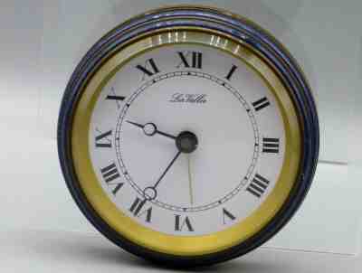 La Vallee Round Alarm Desk Brass Clock Italian with Swiss Movement