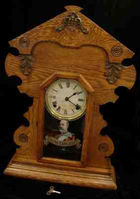 ARTHUR PEQUEGNAT CLOCK CO. MONARCH KITCHEN CLOCK 1/2 HOUR GONG PENDULUM & KEY