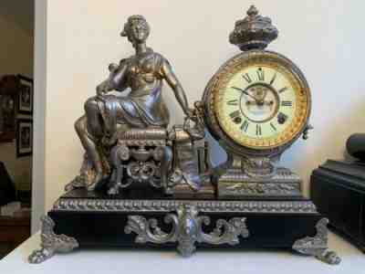 Ansonia Ornate "Opera Figural Mantle Clock 