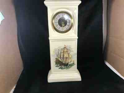 Vintage Ceramic West German NARCO Mantle Clock Caravel Ship Design