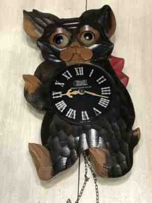 Vintage Rare Poppo Tezuka Bear with Moving Eyes Novelty Clock - Made in Japan