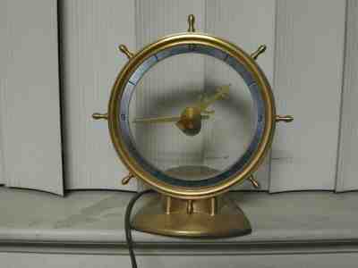 Rare Ship wheel Jefferson Golden Minute Electric Mystery Clock 580-121 running