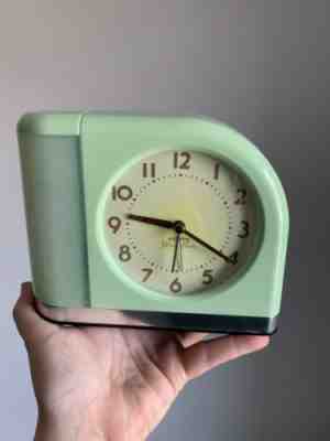 Vintage Retro Westclox Big Ben "Moon Beam" Alarm Clock Jadeite Green Considerate