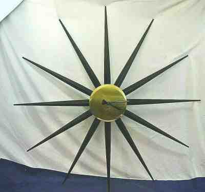 WELBY MID-CENTURY MODERN SPLENDORAMA SUNBURST WALL CLOCK , MODEL 1763
