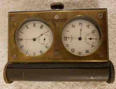 Antique 1913 Double Dial "Unique Pigeon Timer" Pocket Size w/Case - W. Groneman