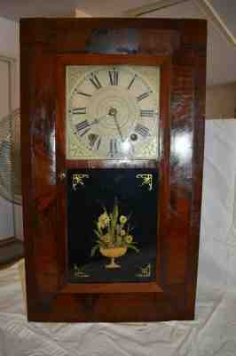ANTIQUE AMERICAN VERY UNCOMMON WOOD WORKS NEW HAMPSHIRE WEIGHT CLOCK CIRCA 1842