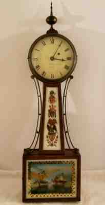 Antique 1820 S Willard & Son Boston Mass Weight Driven American Banjo Wall Clock