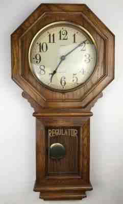 Dunhaven 28" Tall Schoolhouse Oak Wall Clock