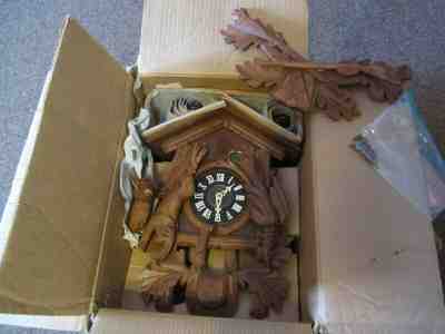 Vintage NIB Emil Schmeckenbecher Black Forest 8 Day Hunting Cuckoo Clock 1972