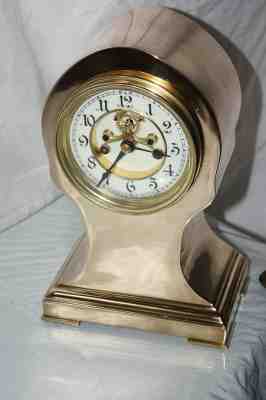 1898 ANTIQUE WATERBURY STRIKES CLOCK TOTALLY RESTORED OPEN ESCAPEMENT MECHANISM 