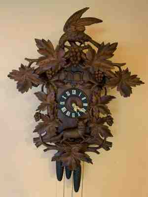 Antique Cuckoo Quail Cuckoo Clock      ("Aesop's Fable Masterpiece")